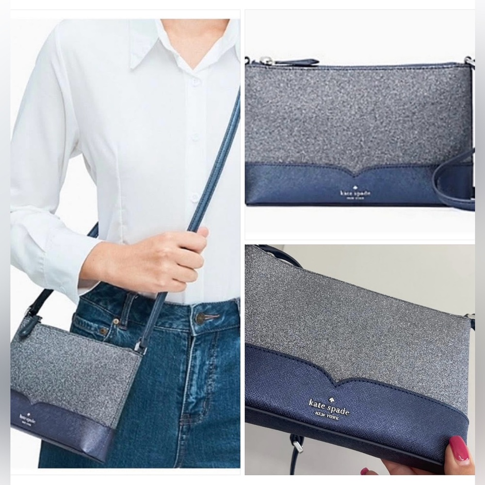 NWOT! Kate Spade Lola Glitter Navy and Silver Crossbody Bag( Navy dusk) - Picture 16 of 16